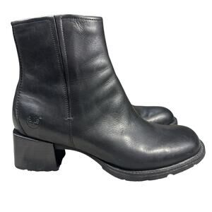 Timberland Leather Ankle Boots Shoes Side Zip Black Women's Size US 11M CLEAN